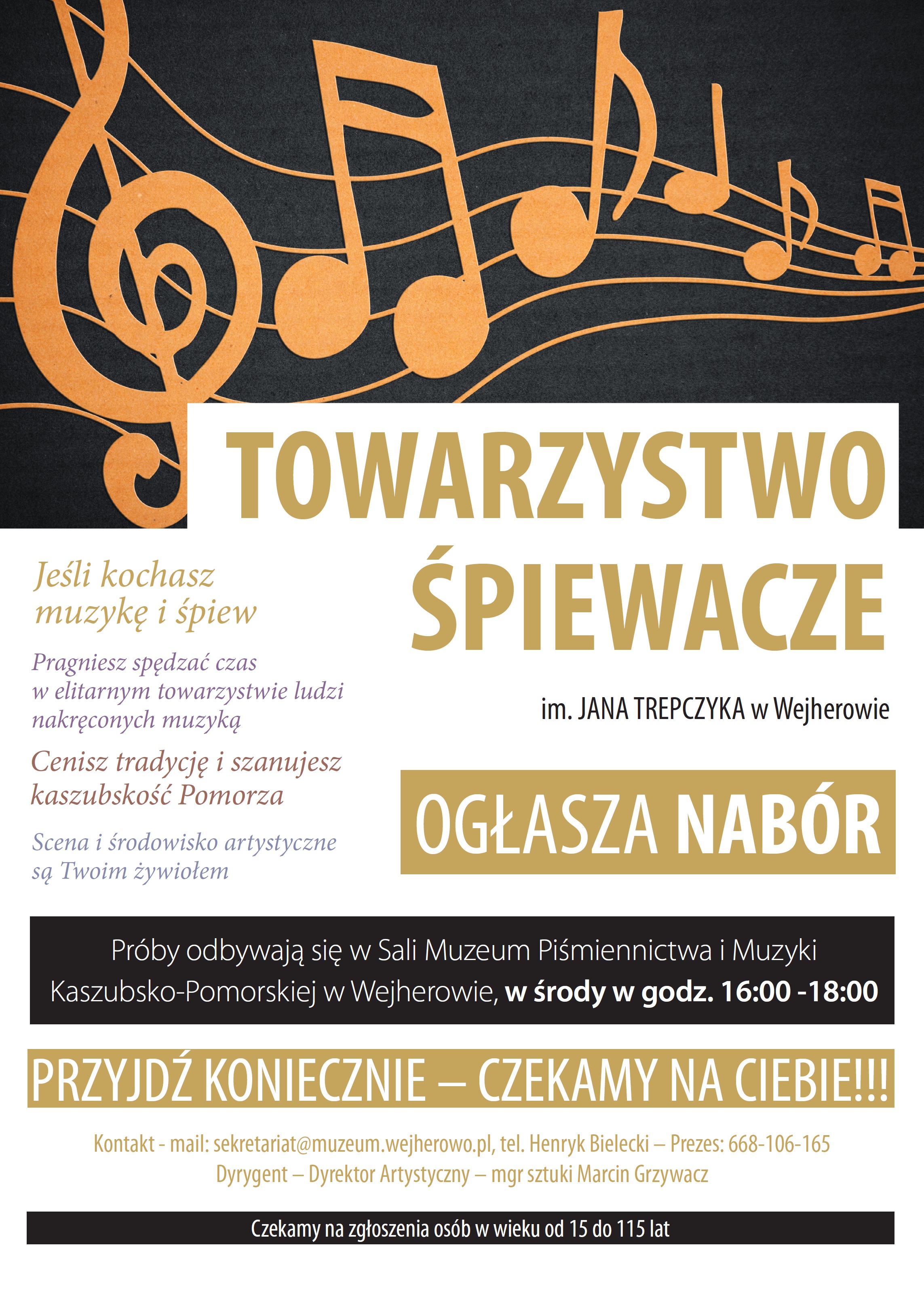 Plakat na nabór do Towarzystwa Śpiewaczego